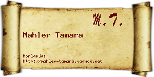 Mahler Tamara névjegykártya